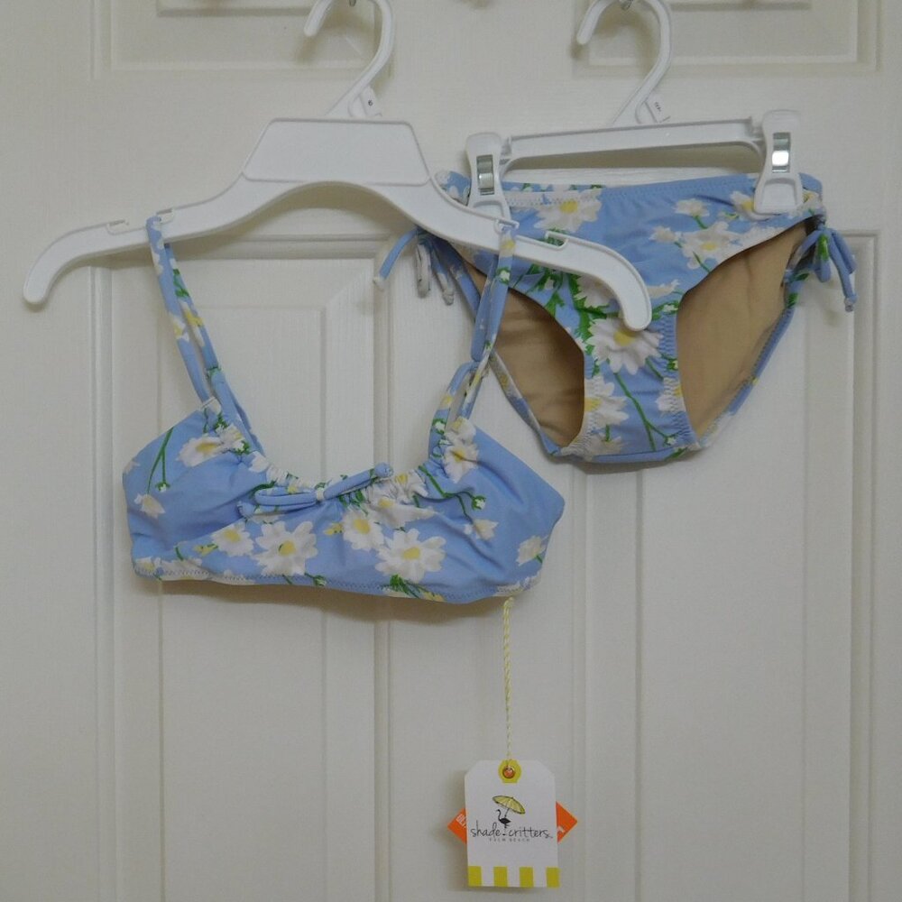 NWT 2pc Shade Critters Blue Yellow Floral Swimsuit sz 7